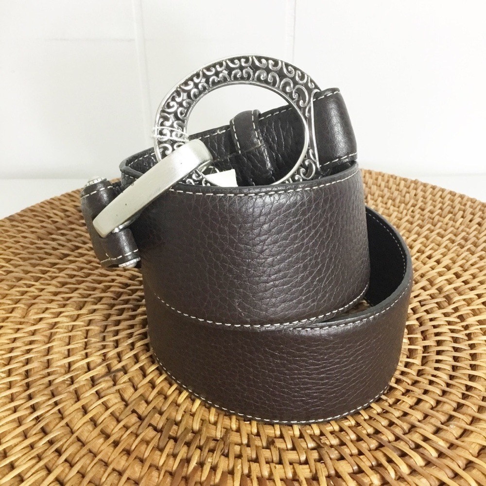 Brighton Brown Silver Oval Front With Silver Hardware New Size L
